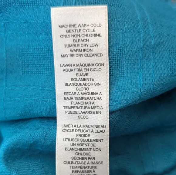 Chicos Top Womens Size (2) US L / 12 Teal Ballon Sleeve Rayon/Cotton - Picture 13 of 13